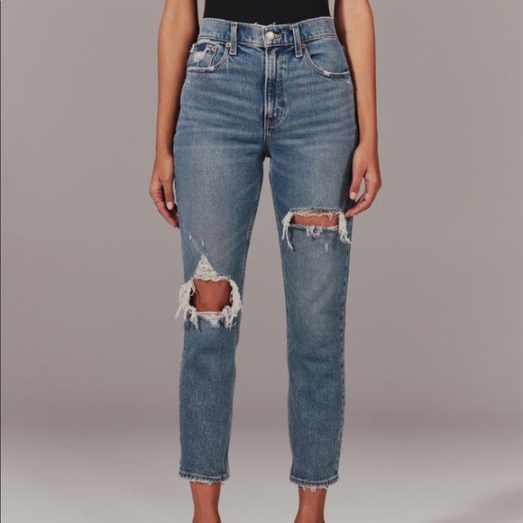 Abercrombie & Fitch Denim - Abercrombie Ripped High Rise Mom Jean